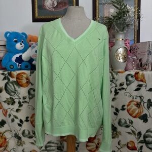 Green argyle sweater
